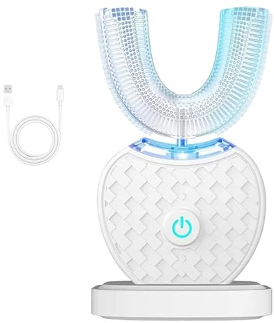 Sensepro Automatik Zahnbürste, Sensepro 360grad Schallzahnbürste, Wasserdicht gemäß IPX7, mit 3-in-1 Reinigungsfunktion, Weiche Borsten (Weiß)