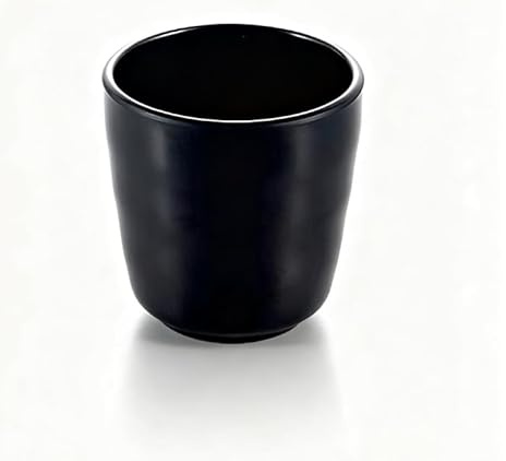 oupados Espresso Tassen Set Espressotassen Schwarz 4er Set aus Melaminharz- Stapelbares Design - Dickwandig - Spülmaschinenfest - 250 ml Steingut, Schöne Espressobecher, Hitzebeständig,