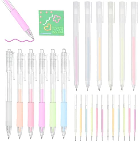 12 PCS Glue Pens for Crafting with 12 Refills Quick Drying Ballpoint Fine Tip Glue Pen Liquid Precision Adhesive Pens for Card Making Scrapbooking Handicraft DIY Crafts
