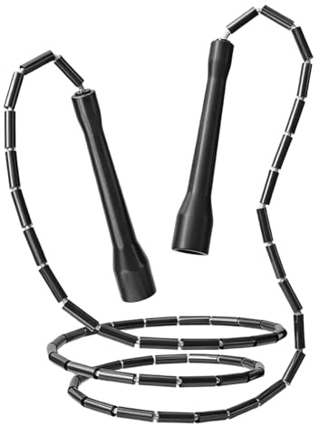 Cuerda de Saltar con Cuentas KOSLEOW Comba Crossfit y Boxeo Ajustable, 2.8m con Cuentas TPE y Mangos Antideslizantes, para Entrenamiento Fitness y Cardio