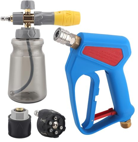 Hochdruck Waschmaschine Pistole Hochdruckreiniger Pistole Mini Hochdruckreiniger mit 6-in-1 Düse und Drehknopf, Schaumpistole Autowäsche für Auto, Haus und Garten Reinigung