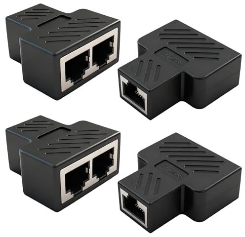 4PCS LAN Splitter Verteiler, Lan Splitter 1 auf 2 Ethernet Splitter für LAN Kabel Verlängerung, für Cat 5 6 7 8, 2 RJ45-Splitter müssen gleichzeitig verwendet werden, damit zwei Geräte gleichzeitig