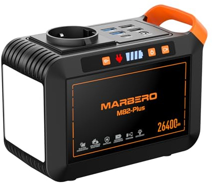MARBERO Generatore di Corrente Portatile 26.400mAh 98Wh Power Bank con Presa AC 120W Max Generatore con Uscite LED USB DC per Campeggio Emergenze Outdoor Viaggi Camper