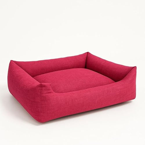 HAPPYRELAX - Cuccia Cane Interno Taglia Media Rivestimento Loneta (70×55 h27cm) Cucce per Cani Lavabile, Made in Italy con Misure Generose e Altezza Superiore Rispetto altre Cucce (Rosso)