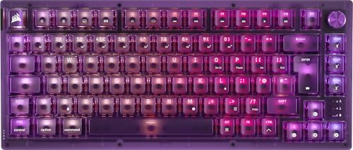 Corsair K65 PLUS WIRELESS 75% RGB Hot-Swappable Mechanical Gaming Keyboard – QWERTY UK Layout, Pre-Lubricated MLX Red v2 Linear Switches, Dual-Layer Sound Dampening – Atomic Purple