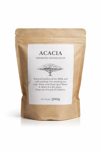 Acacia Smoking Wood Dust 300g/500g – Fine Hardwood for Cold Smoking & BBQ – Clean Long-Lasting Burn (300g/1.2 liter bag)