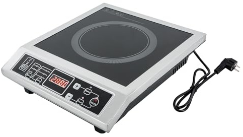 Piano cottura a induzione professionale da 3500 W con 8 livelli di regolazione della temperatura e della potenza, fornello a induzione per cucina, camper, campeggio, ristorante ed esterno