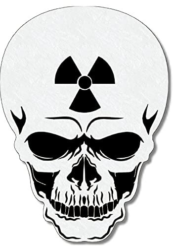 Herterich Products Totenkopf Schädel Atom Airbrush Schablone | Nuclear Skull Stencil Vorlage | Präzises Atom-Design | Wiederverwendbar und Lösemittelresistent