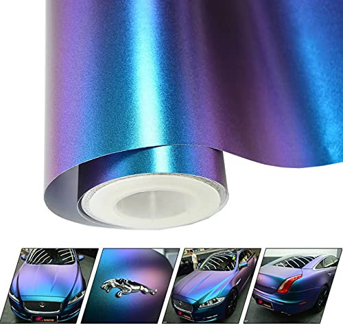 VINYL FROG Chameleon Vinyl Wrap Matte Metallic Vehicle Film Purple to Blue Stretchable Air Release DIY Decals 30cm x 152cm
