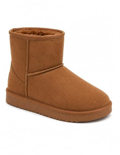 Primtex Bottes fourrées Femme Forme Boots Basse à Fourrure synthétique-39,39 EU,Marron-Camel
