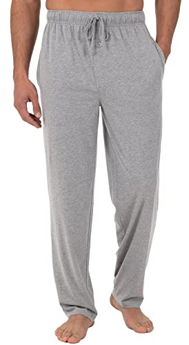 Fruit of the Loom Men's Extended Sizes Jersey Knit Sleep Pajama Lounge Pant (1 & 2 Packs) Bottom, Light Grey Heather, Large