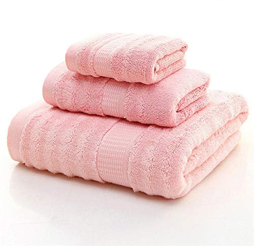 Traditional Jaipur 100% Bamboo Terry Ultra Soft, Absorbent and Antimicrobial 3 Piece (Bath, Hand and Face) Bamboo Towel Set Large Bamboo Bath Towel Sheet (Pink)
