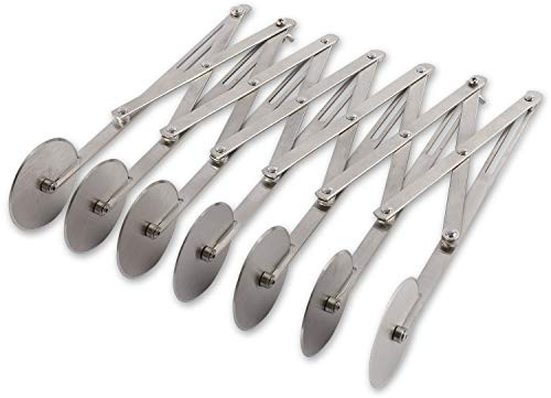 Cortador de pastelería de 7 ruedas, de acero inoxidable, extensible, cortador de masa multiredondo, cortador de masa para hornear, cortador de galletas y masa