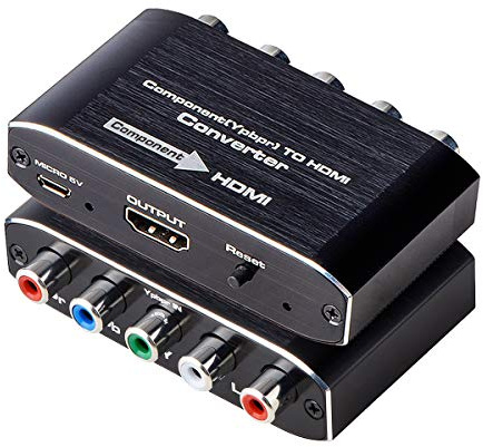 Component to HDMI, Component to HDMI Converter, YPbPr to HDMI Converter Supports Video Audio HDMI V1.4 for DVD PSP Xbox 360 PS2 Nintendo to HDTV Monitor and Projector (Black)