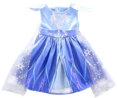 Lito Angels Kleinkind Winterprinzessin Kostümkleid, Blau, 3–4 Jahre/104 | Schneeflocken-Cape, Verkleidungsoutfit für Geburtstagspartys, Karneval