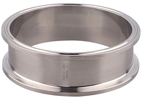 DERNORD Sanitary Spool Tube with Clamp Ends,Stainless Steel 304 Seamless Round Tubing with 6 inch Tri Clamp Ferrule Flange(Tube Length: 2 Inch / 51MM)