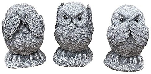 stoneandstyle Steinfigur 3er Set Eule Nichts sehen Sagen hören frostfest Steinguss