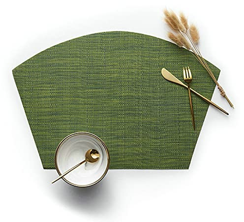 Gualiy Set di 2 Tovaglietta Sottopiatto Quadrata, Tovagliette 45x30CM Ventaglio Forma Tinta Unita Tovaglietta per Tavolino Salotto Verde