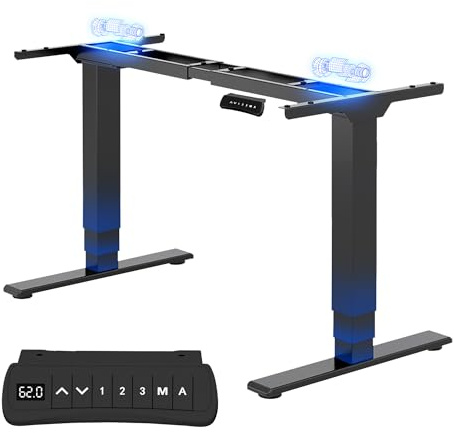 FLEXISPOT EC5 Pro Escritorio Elevable Eléctrico 160 kg Doble Motor | 3 Etapas, 62-127 cm, 35 mm/s, 3 Memorias, Anticolisión, Compatible con Tableros 120-180 cm, 5 Años de Garantía, Negro