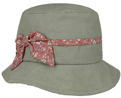 Lipodo Variella Asymmetrischer Glockenhut aus Stoff mit Schleife Made in Italy Damen Frühling Sommer Oliv One Size
