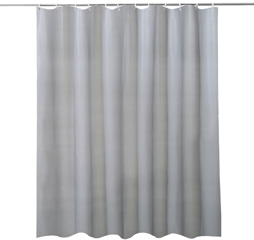 Weddecor Duschvorhang, schimmelresistent, wasserdicht, PEVA, wasserdicht, mit 12 weißen Kunststoffhaken, 180 x 180 cm, Grau