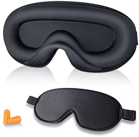Schlafmaske Verbesserte 3D Schlafmaske für Frauen & Männer, Lichtblockierende Schlafbrille mit Verstellbarem Riemen Atmungsaktive Eisseiden Augenmaske für Reisen, Schichtarbeit, Nickerchen, Yoga