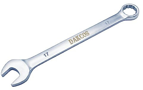 DAKCOS Gabelringschlüssel 17mm Maul-Ringschlüssel aus CR-V mit mattierter Chromoberfläche