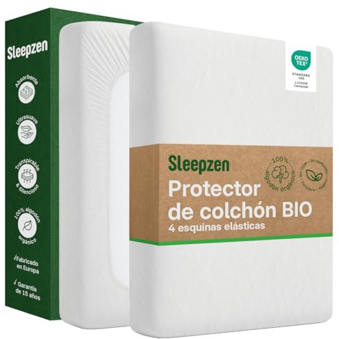 SLEEPZEN Matratzenschoner 100x200 cm Bio Baumwolle Molton Matratzenauflage Oeko-TEX Zert. 100% Baumwolle Naturfleece Gesund und leise, Matratzenauflage Nicht Wasserabweisend - Hergestellt in EU