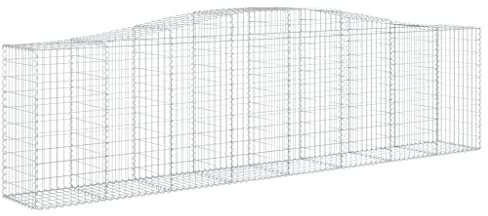 vidaXL 15x Paniers à Gabions Arqués Cages à Gabions Arquées Murs de Gabion Barrières de Jardin Terrasse Extérieur 400x50x100/120 cm Fer Galvanisé