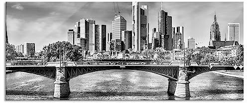 Pixxprint Glasbild Panorama, Wandbild aus Echtglas, Skyline von Frankfurt am Main, 120x50 cm, inkl. Aufhängung und Abstandshalter