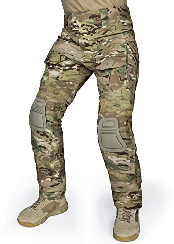 IDOGEAR Herren Kampfhose G3 Taktische Hose mit Knieschützern für Militärjagd Angeln Outdoor Cargohose Multitaschen Verstellbar