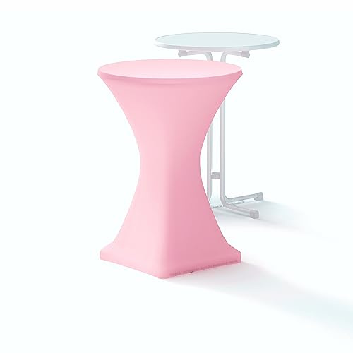 m unich sales 1 x Premium-Stehtischhusse Stretch 80 cm rosa, Hotel Qualität 210g m², mit Öko-Tex Siegel, Verstärkung im Fußbereich für Tische mit Ø 80cm - 85cm Durchmesser
