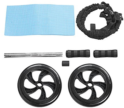 Fuerdich ABS-Fitness-Roller, Geräuscharm, 2-Rad-Design, Bauchtrainer, Abnehmbares Zuggurt-Set, Heim-Trainingsgerät Für Anfänger, Taillenschlankheits-Sportübungen