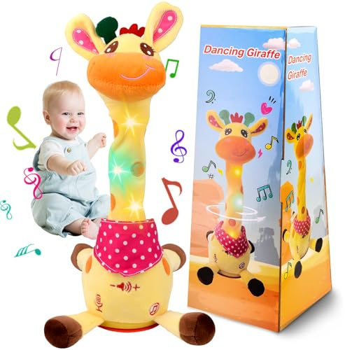 Dancing Giraffe Toy, Repeating Baby Toys for 1 2 3 Year Old Boys Girls, Singing Talking Giraffe Sensory Toys for Babies, Birthday Gifts for Kids Toddlers Age 1-3, Interactive Baby Musical Toys