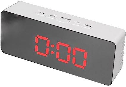 PRETYZOOM Réveil Numérique LED Miroir Rouge Multifonction avec USB Veilleuse Snooze Affichage pour Chambre Et Bureau