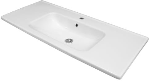 KAREN banyo Waschbecken Star 85 | Einbauwaschtisch mit Hahnloch & Überlauf | eckige Form | Waschbecken Gästewaschbecken Handwaschbecken Badezimmer WC