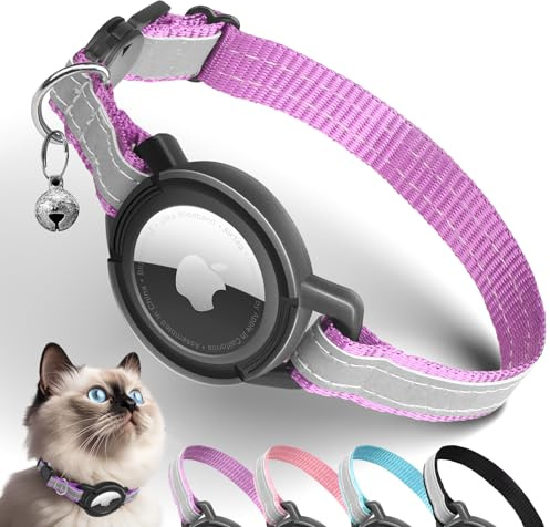 Airtag Katzenhalsband, Breakaway, Odokele Reflektierende Katzenhalsbänder mit Apple-Airtag-Halterung für Kätzchen, Katzen-GPS-Tracker, verstellbare Halsbänder mit