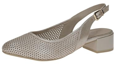 CAPRICE Slingpumps för kvinnor med blockhäl, Tygransfärgad metallisk, 40.5 EU bred