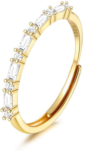 MILACOLATO Ring Silber 925 Damen Verstellbare Verlobungsring Silber Ringe Frauen Versprechen Ewigkeit Engagement Ring 18K Gold Ringe für Jubiläum Hochzeit Silber Schmuck Geschenke mit Box-G