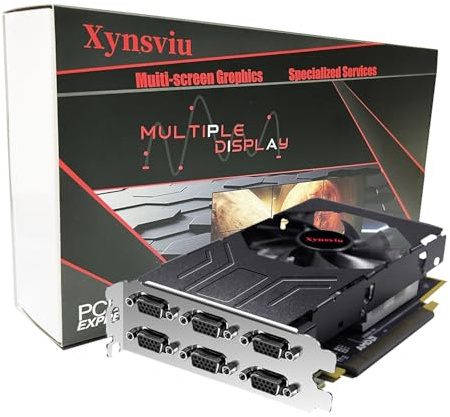 Xynsviu 6 VGA Graphics Card，Radeon R7 350 2G Video Card PC，with 6 Port 6 Monitor Graphics Card,Computer GPU GDDR5 128Bit Direct X12 PCI Express X16 3.0 (6VGA 2G)