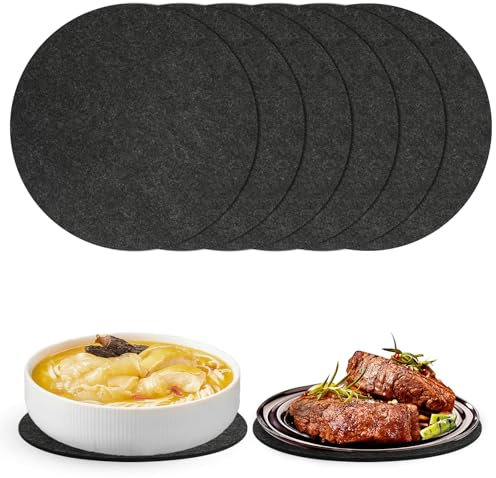 6 Stück Premium Filzuntersetzer Rund 20cm - Filzunterlage für Gläser, Tassen, Bar - Glasuntersetzer für Getränke
