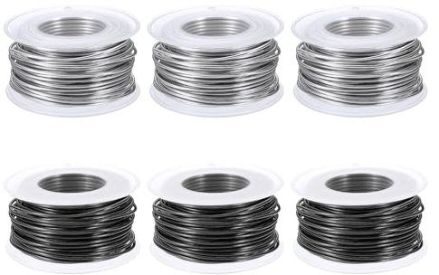 PATIKIL 15 Gauge 1,5 mm Aluminium Basteldraht, 49,2 Ft Metall Draht 6 Rollen Armaturenbiegedraht für Schmuckherstellung Metallwicklung DIY, Silber/Schwarz