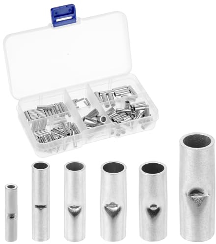 QWORK® 100 PCS Kit connettori di testa non isolati, perno a crimpare in rame, connettori a crimpare non isolati 24-8 AWG