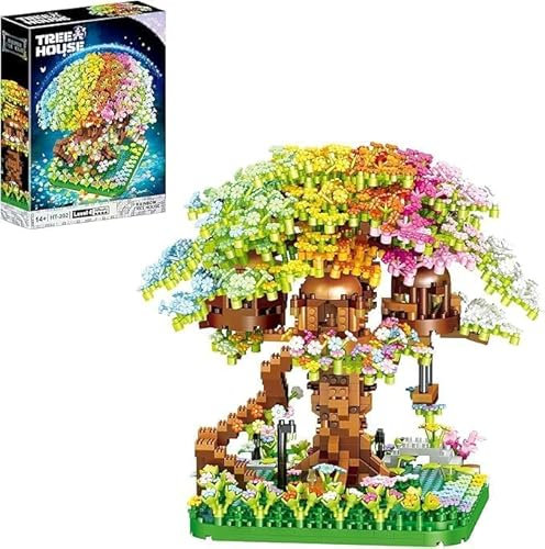 Sakura Baumhaus Bauklötze Kit 1345Pcs Klemmbausteine Set Erwachsene Bonsai Klemmbausteine Kirschbaum Bonsai Baukasten Sakura Baumhaus Baukasten Bonsai Baum Kirschblüten Baustein für Erwachsene DIY