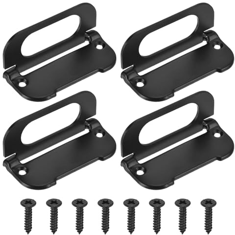 PATIKIL Recessed Pull Door Handle, 4 Pack Invisible Flush Pull Handle with Screws for Cabinet Door Toolbox Container Furniture Automatically Pull Handle, Black