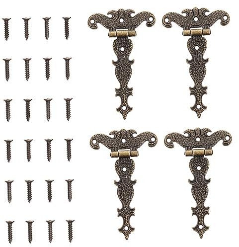 HOLIDYOYO 4pcs Vintage Zinc Alloy Hinges Heavy Duty Cupboard and Gate Strap Hinges Resistant for Barns Fences and Garden Sheds Retro Design Excellent Durability