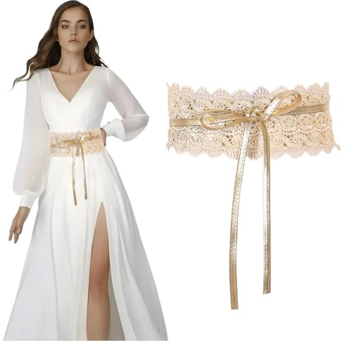 PNPGDYK Damen Taillengürtel, Obi-Gürtel, Breit, Bowknot, Beige