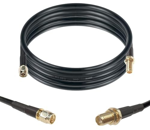 Maswell 2 M RG58 koaxialkabel, 50 ohm, förlust SMA-kontakt till SMA-uttag för 5G, 4G LTE, WLAN, mobilradio, GPS, GNSS-router, extern antenn utomhus