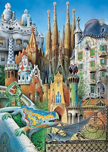 Puzzle para Adultos 1000 Piezas Obras de Gaudí en Barcelona 70x50cm Puzzles para Adultos Juego Educativo Desafío Juguetes 1000 Piezas Puzzles para Adultos Niños