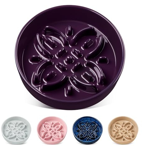 vancasso Gamelle Anti glouton Chien et Chat Gamelle céramique Alimentation Lente avec Design en Forme de pétales Antidérapant,Facile à Nettoyer Adaptée aux Petits,Moyens et Grands Chiens Violet